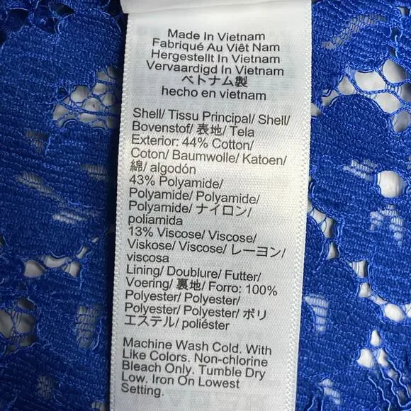 J. Crew Lace Top Long Sleeve Blue size 8 scalloped mock neck New - Picture 8 of 10